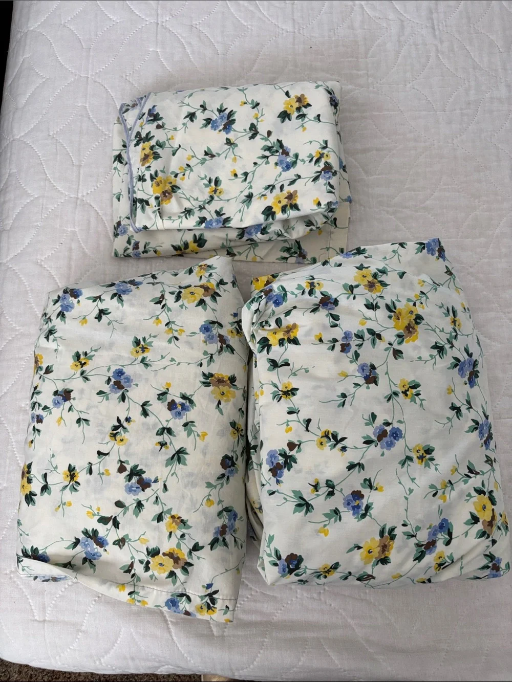 Vintage Laura Ashley Polyanthus Primrose Blue Yellow Flowers 80s 90s